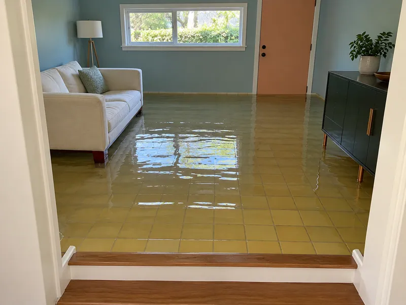 Water Extraction Near Grimes Park — flooded room with a visible waterline