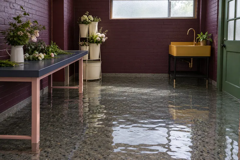 Water Extraction Near Ernie Roberts Park — flooded room with a visible waterline