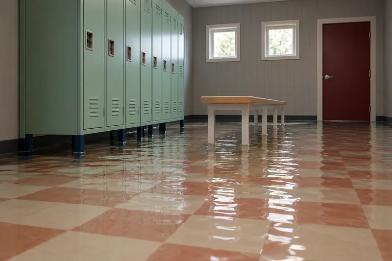 Water Extraction Near Moseley Park — flooded room with a visible waterline